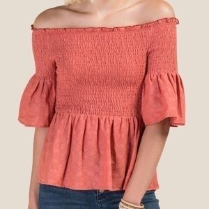 Francesca's Linley Off Shoulder Peplum Blouse